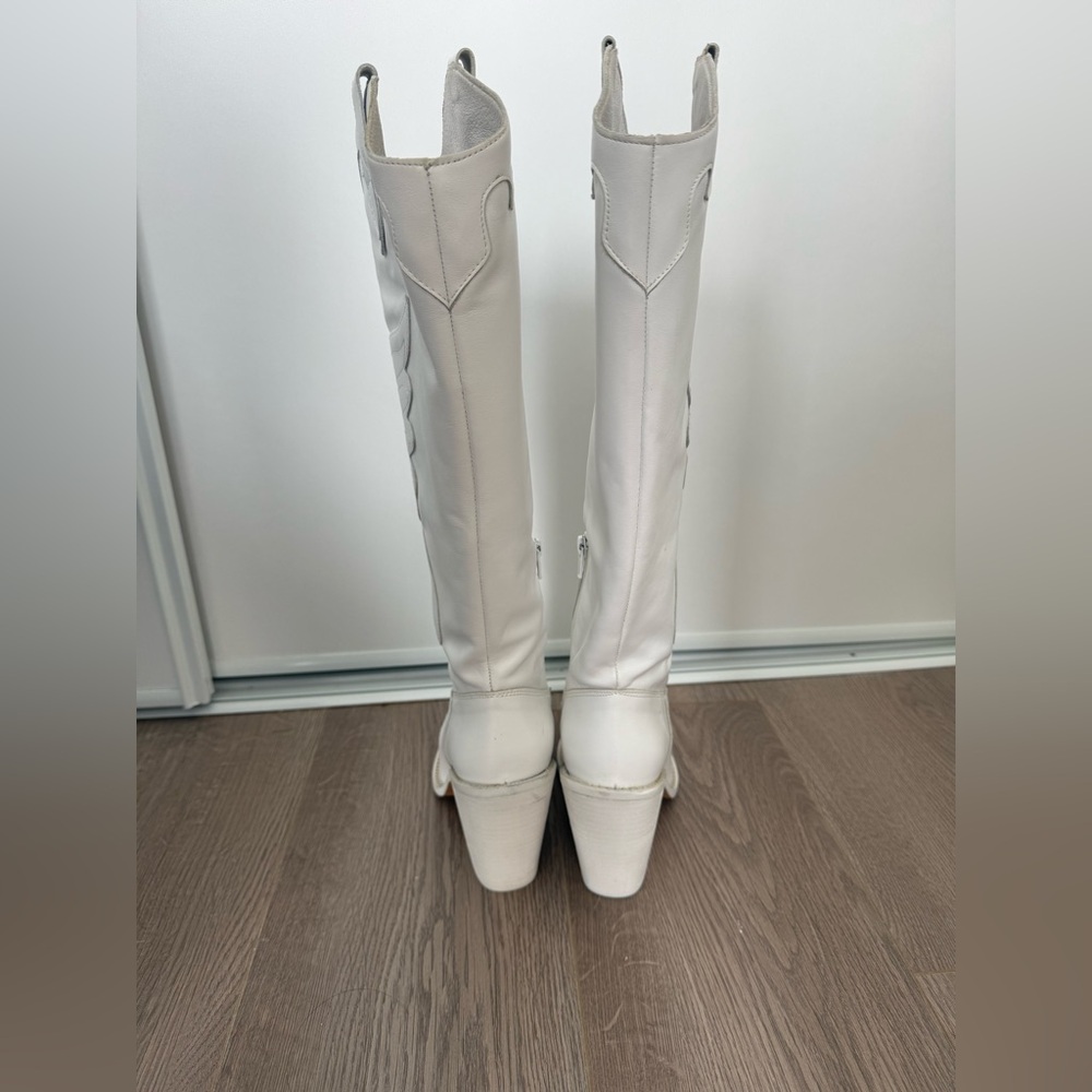 L’intervalle White Leather Cowboy Boots - Picture 3 of 5